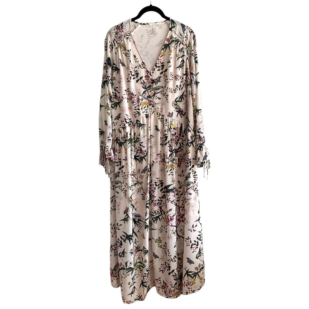 H&M Size 0 Floral Butterfly Bird Midi Dress